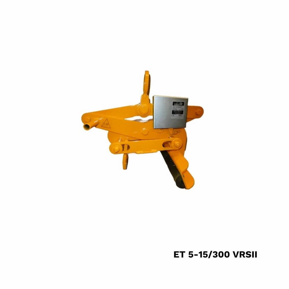 Gul BSV Klemmetang ET5-15/300 VRSII med firkantet plade og tekst, robust design.