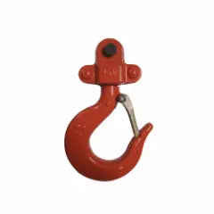 Rød krog med sikkerhedslås i metal.