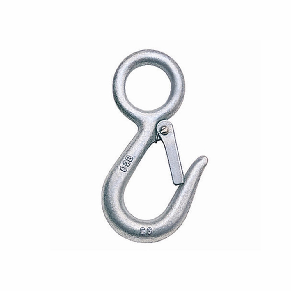 Metal snap hook med cirkulært punkt øverst og "02B", "G6" indgraveret.