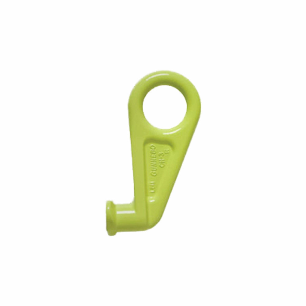 Limegrøn krog med rund top og kort base, robust design. Tekst indgraveret langs midten.
