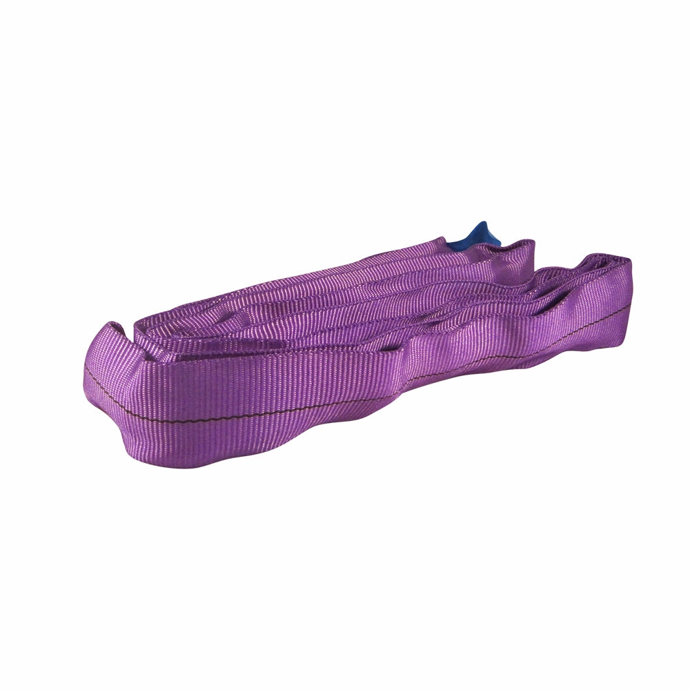 Violet rundslynge med lang form og etiket fastgjort.