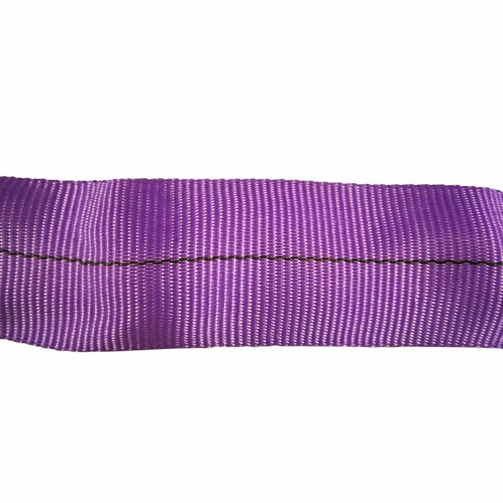Violet rundslynge, sømløst design, med en synlig blå label.