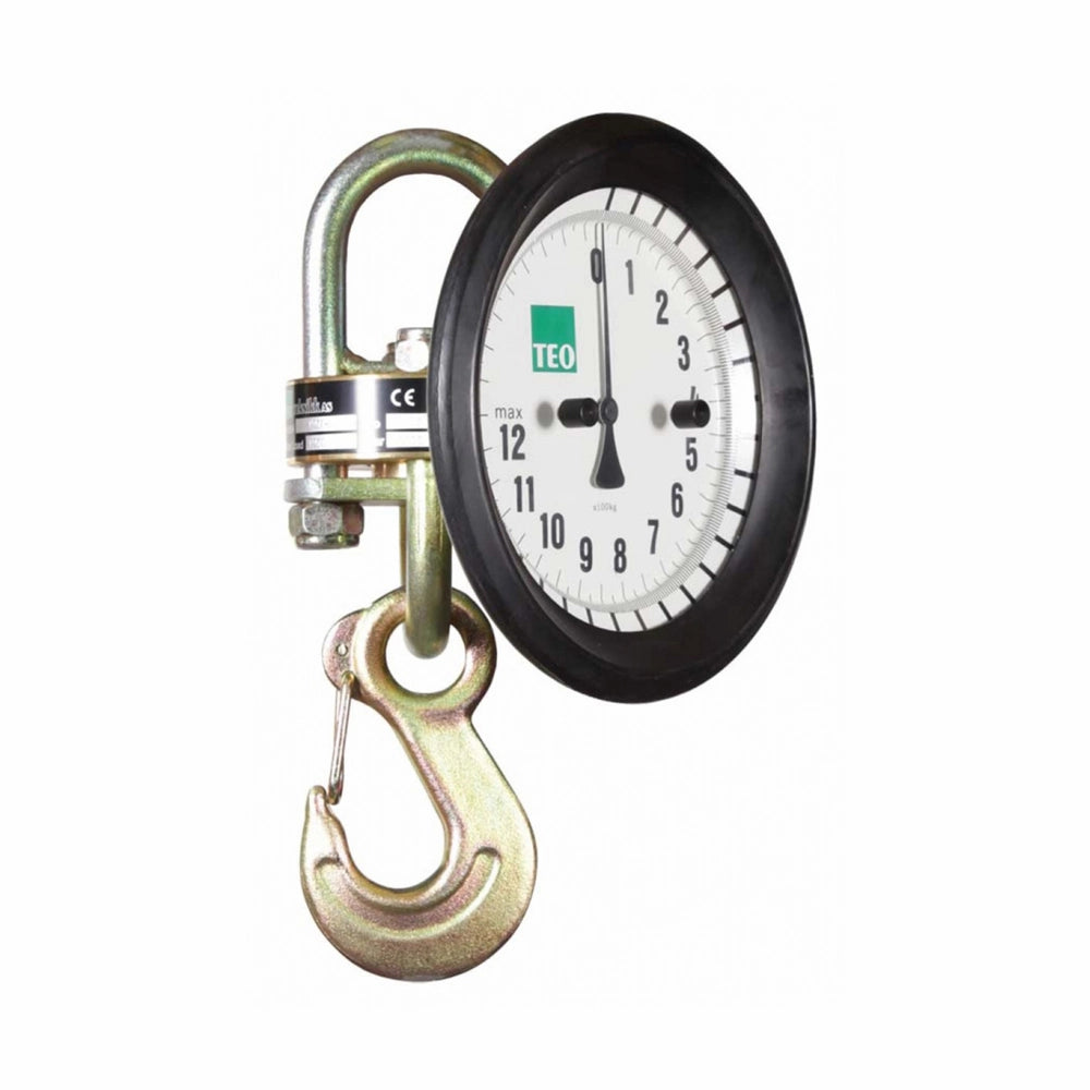 Kranvægt med rund skive op til 12.5, krog forneden og bøjle foroven.