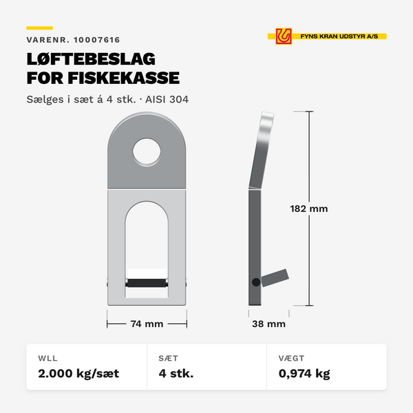 Lifting bracket fishbox AISI 304