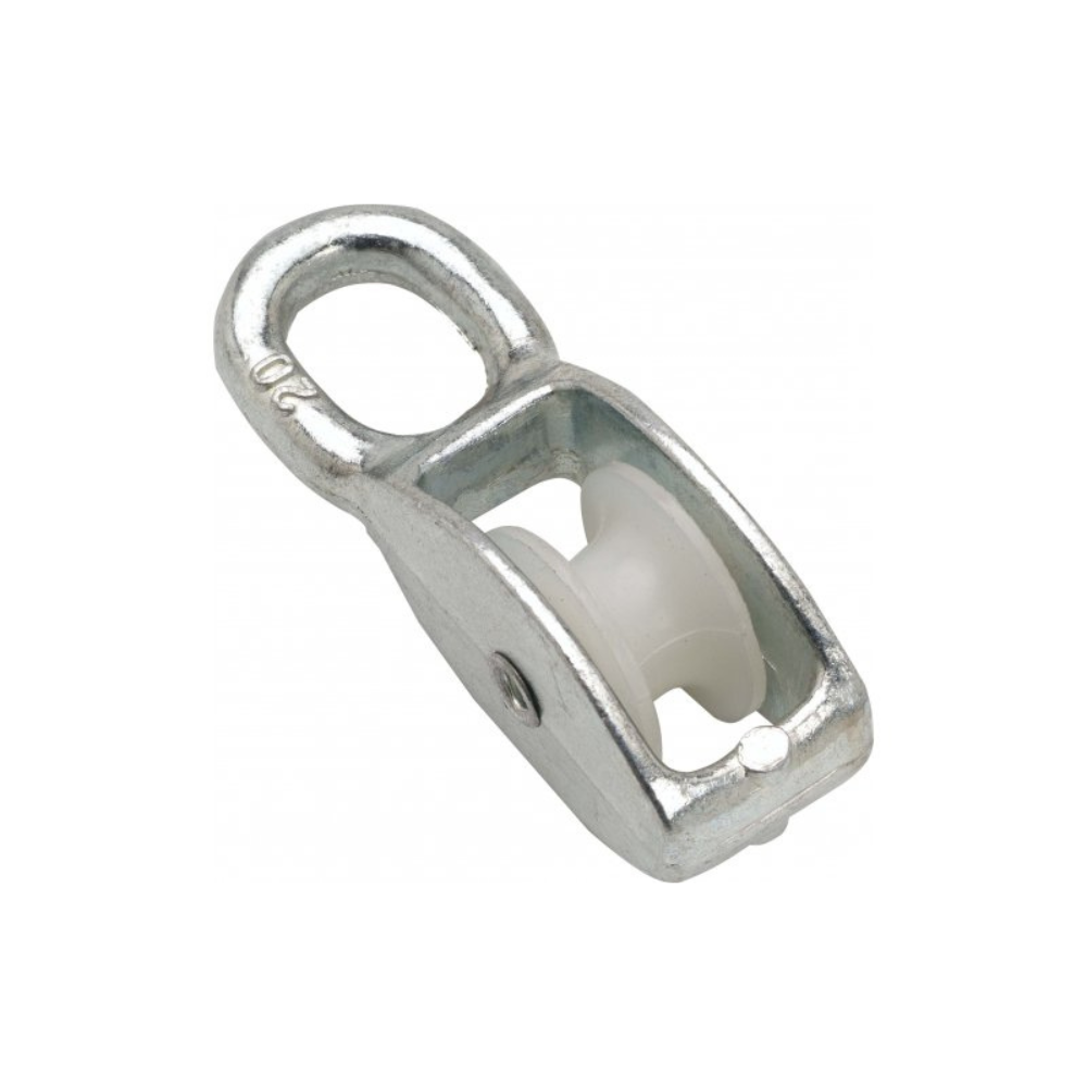 Block galv. with eye / 1 nylon sheave - 20mm