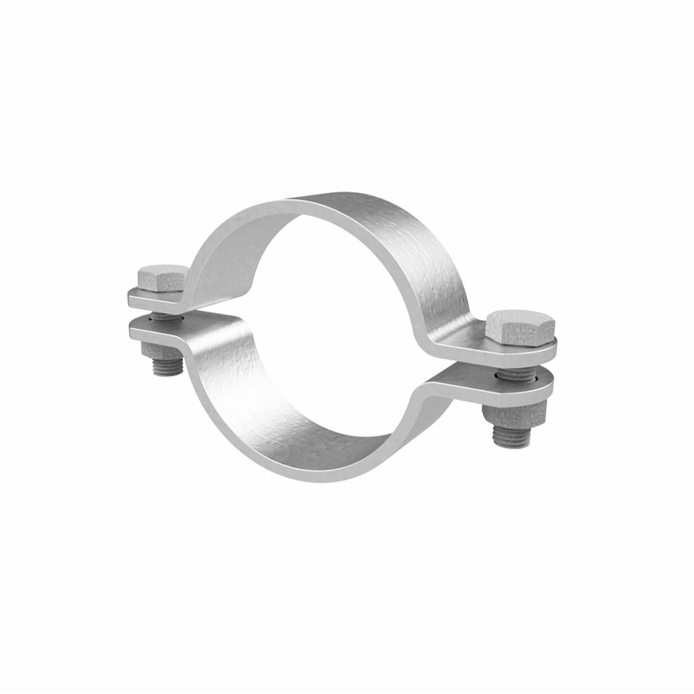 Metalhalsjern med to bolte, cirkulært design til fastgørelse af 49mm rørformet genstand.