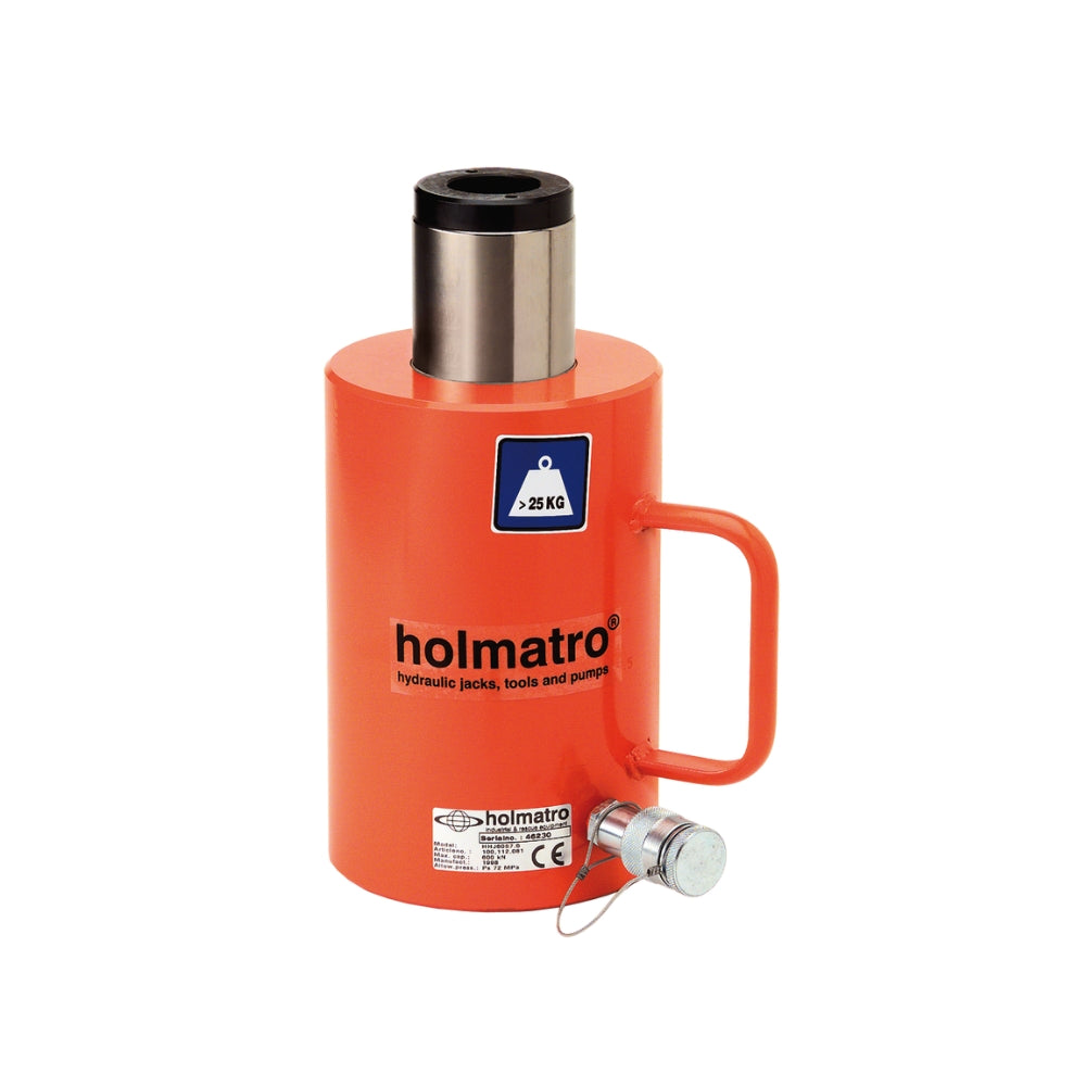 Orange Holmatro donkraft med logo og >25 KG symbol. Robust design med håndtag og ventil.