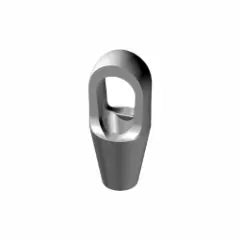 Metalprodukt med lukket bøjleform øverst og skinnende overflade, der antyder metalstruktur.