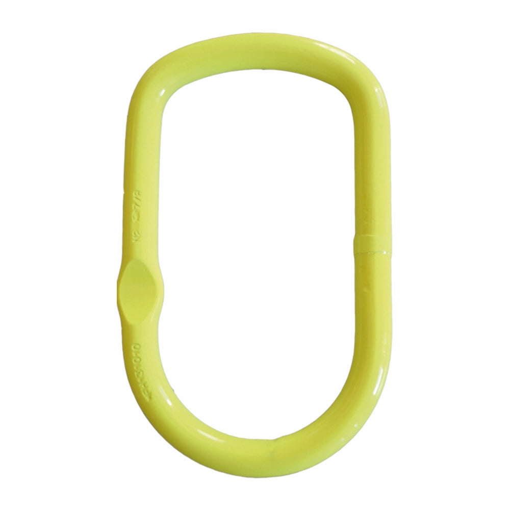 Gul oval metalring, Gunnebo Firkantring GrabiQ MFH 16/13-10, mod hvid baggrund.