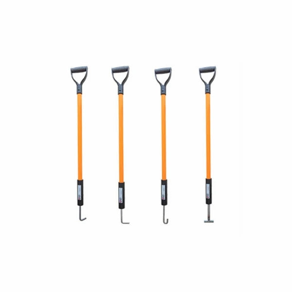 Fire HookIt T-kroge med lange orange baser og forskellige endestykker.