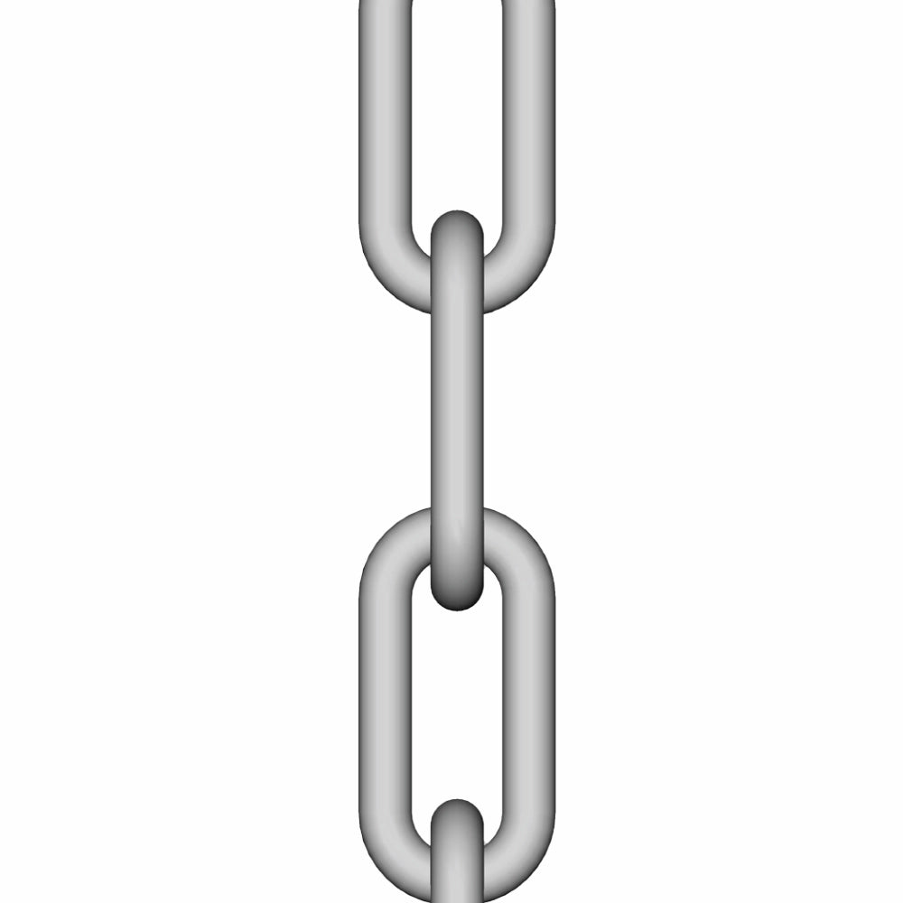 Kæde med flere sammenkoblede ovale led i ensartet design.