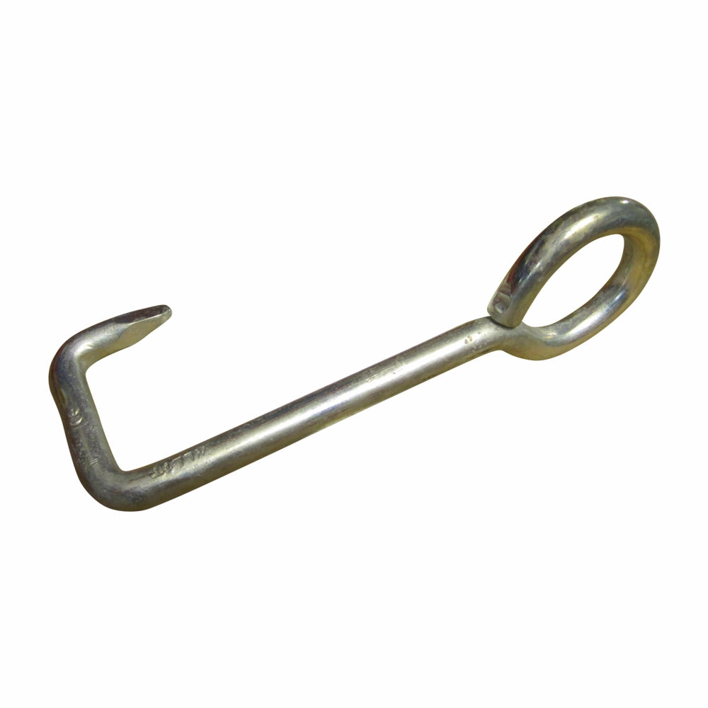 Forzinket metal krog med glat finish og løkke i modsatte ende til fastgørelse ved flyttemandsseler.