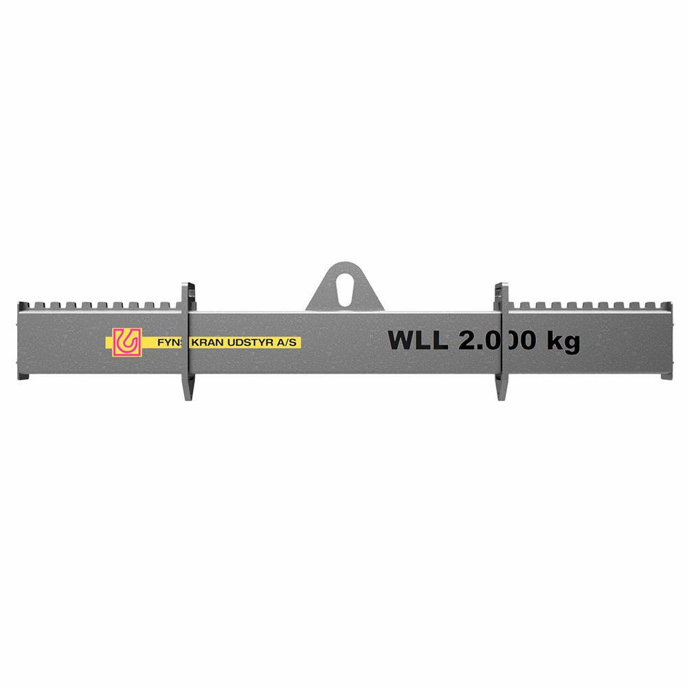 Løfteåg type S11 med WLL 2.000 kg, mærket "Fyns Kran Udstyr A/S", grå med takket kanter.