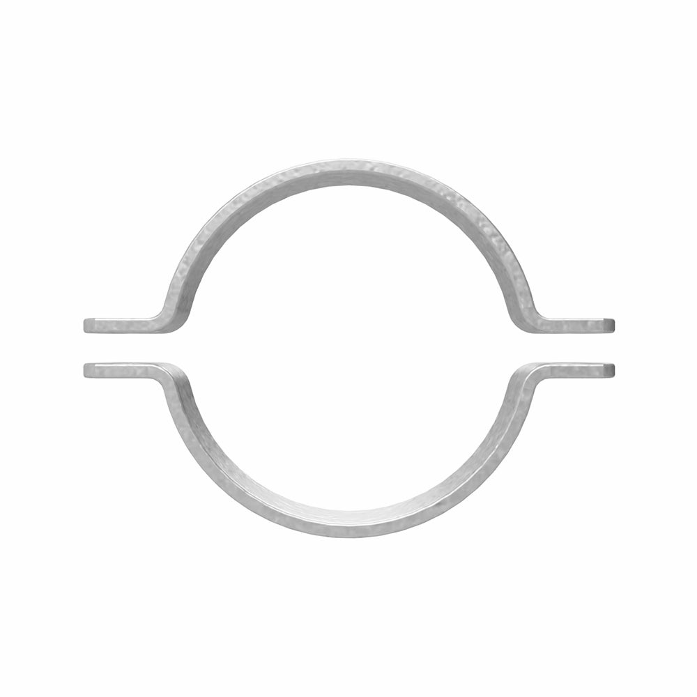 Metalbøjle med cirkulær midte og flade forlængelser med huller på hver side, 48mm diameter.