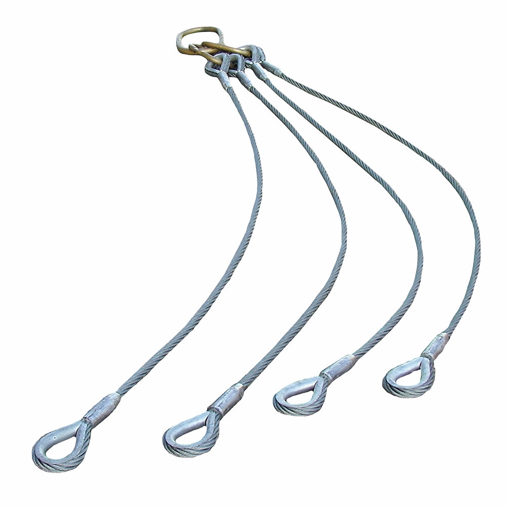 Wiresæt med fire grene, forbundet til metalring, hver gren med en forstærket løkke i enden.