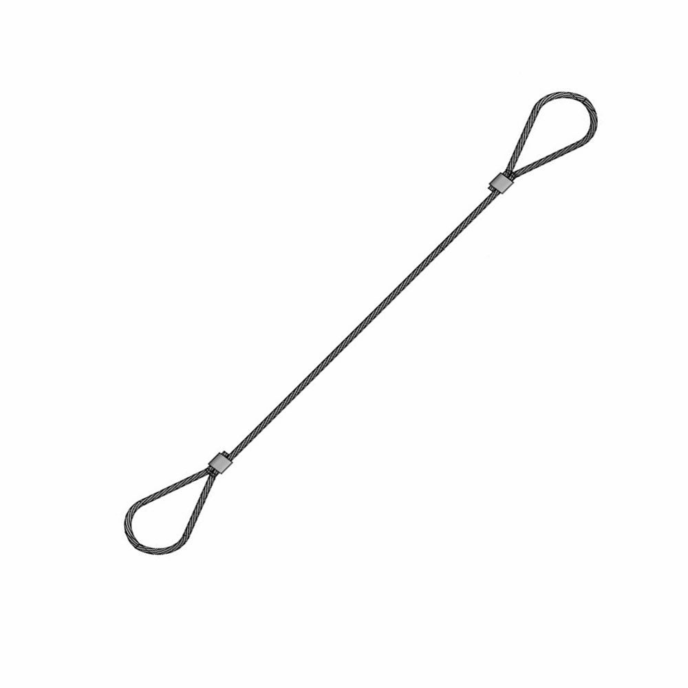 Wirestrop med to løkker, slank og ensartet konstruktion, 8 mm, FIHJ/T-lås.